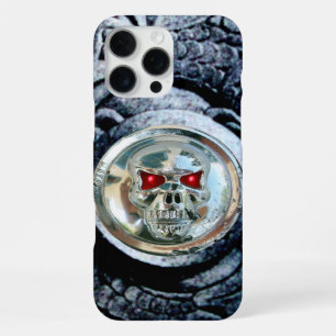COQUE iPhone 16 PRO MAX CRÂNE CHROME AVEC GRIFFONS FANTAISIE