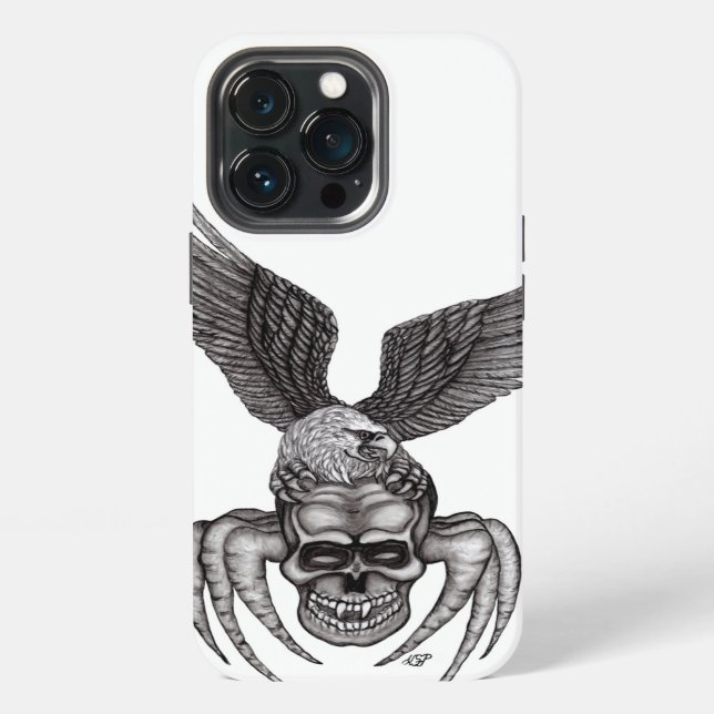 Coque iPhone Crâne d'araignée avec aigle (Dos)