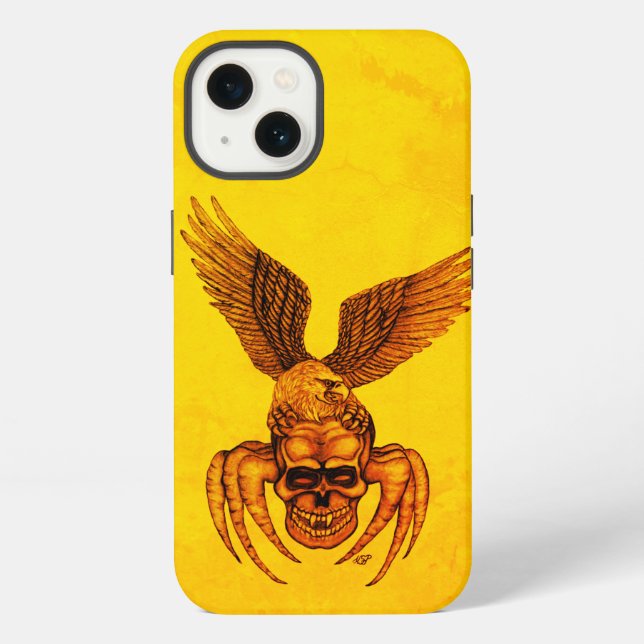 Coque iPhone Crâne d'araignée avec aigle (Verso)
