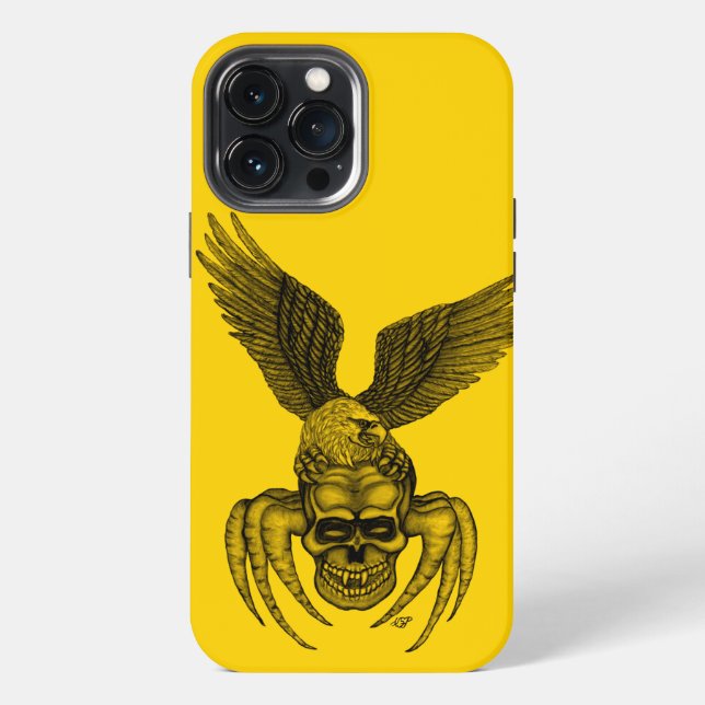 Coque iPhone Crâne d'araignée avec aigle (Verso)