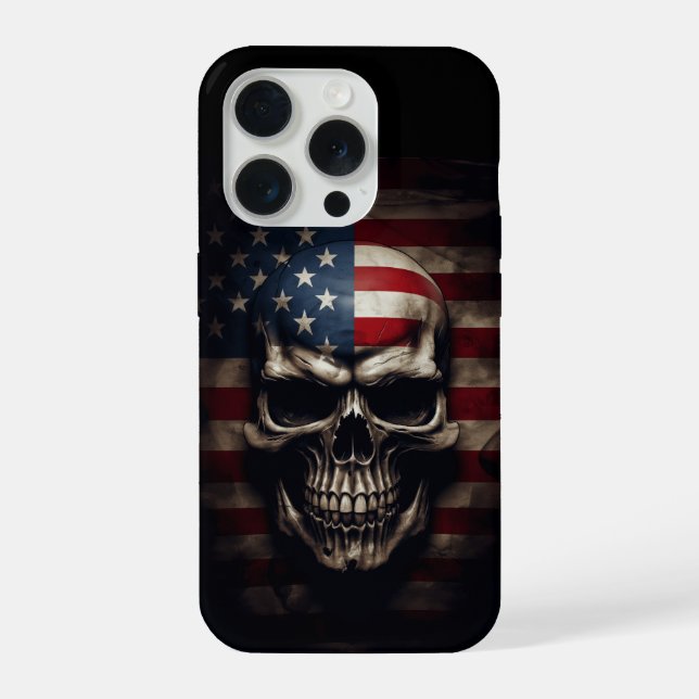 Coque iPhone Crâne de drapeau américain  (Verso)