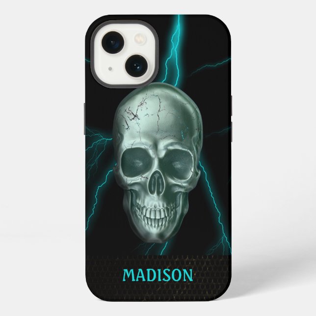 Coque iPhone Crâne de foudre humain (Verso)