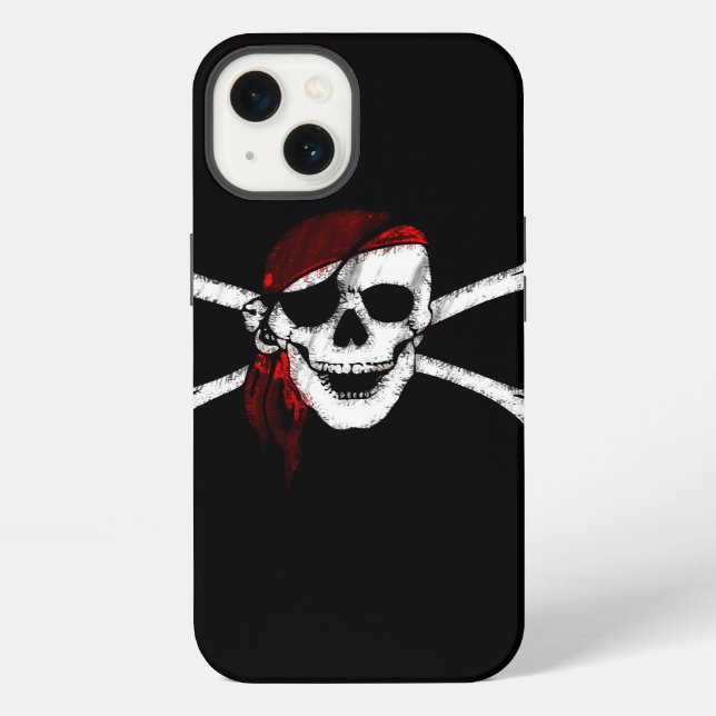 Coque iPhone Crâne de pirate et os croisés (Verso)