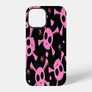 Coque iPhone 12 Crâne de pirate : motif de cœurs de fille