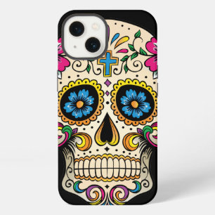 Etui iPhone 13 Crâne de sucre de Jour des morts avec croix