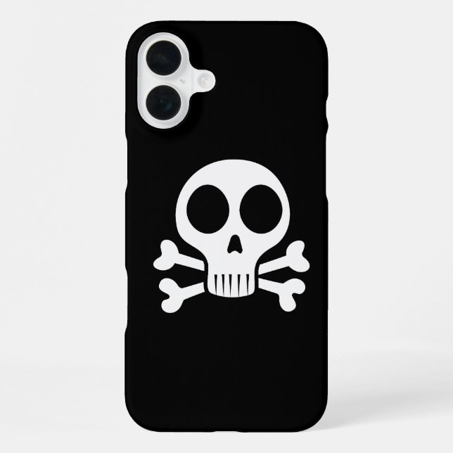 Coque iPhone crâne effrayant sur fond noir (Verso)