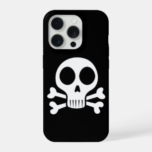 Coque iPhone 15 Pro crâne effrayant sur fond noir