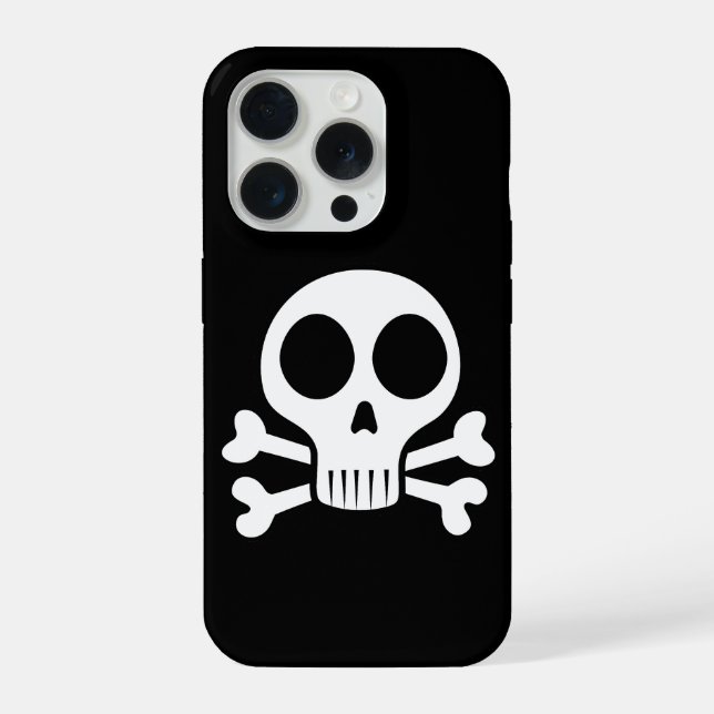 Coque iPhone crâne effrayant sur fond noir (Verso)