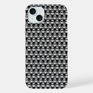Coque iPhone 15 Plus Crâne éffrayant sur un arrière - plan noir