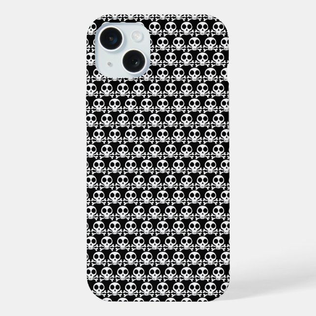 Coque iPhone Crâne éffrayant sur un arrière - plan noir (Verso)