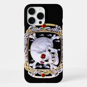 COQUE iPhone 16 PRO MAX CRÂNE ET OS CROISÉS RUBIS RENAISSANCE BIJOU
