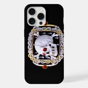 COQUE iPhone 15 PRO MAX CRÂNE ET OS CROISÉS RUBIS RENAISSANCE JOAILLERIE
