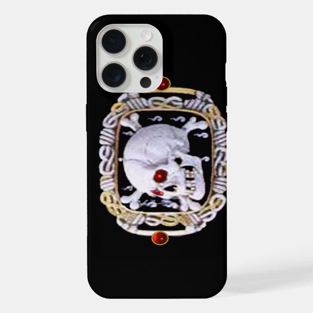 COQUE iPhone CRÂNE ET OS CROISÉS RUBIS RENAISSANCE JOAILLERIE (Verso)