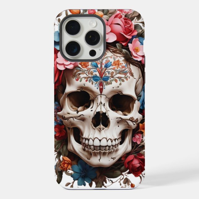 Coque iPhone 💀 Crâne Fleuri Élégant 🌸 (Verso)