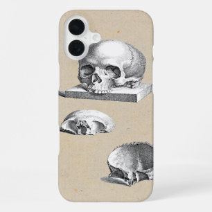 Coque iPhone 16 Plus Crâne humain médiéval illustré