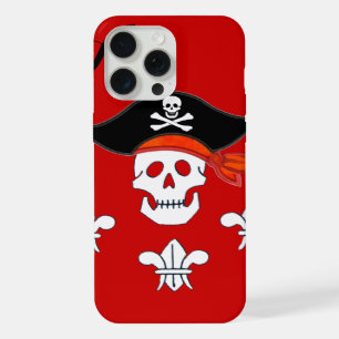 COQUE iPhone 15 PRO MAX CRÂNE JOLLY ROGER, CHAPEAU DE PIRATE, MONOGRAMME T