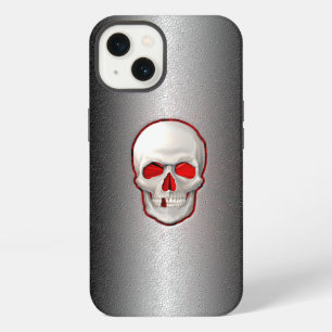 Etui iPhone 13 Crâne lumineux en 3D incrusté sur métal fissuré