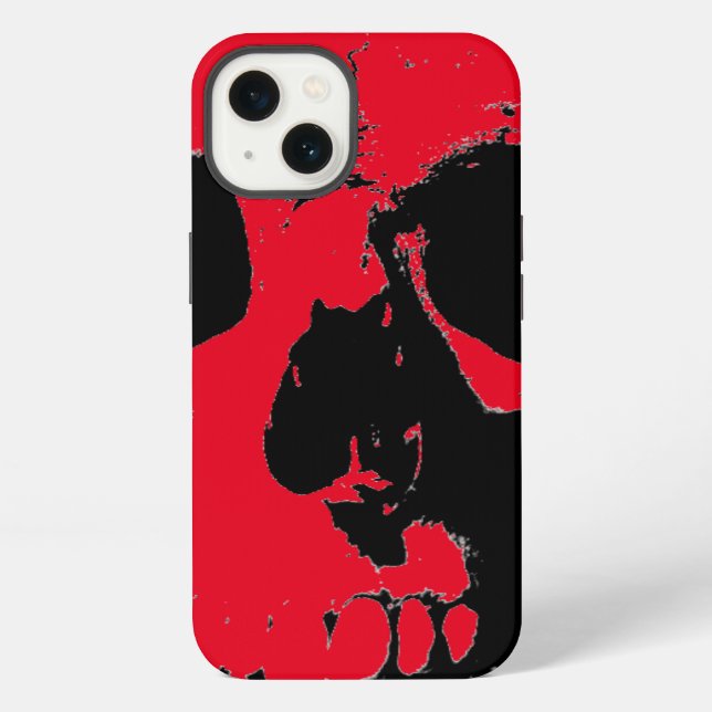 Coque iPhone Crâne noir et rouge (Verso)