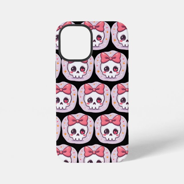 Coque iPhone Crâne Pastel Goth avec un Nœud (Verso)