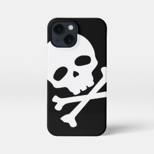Etui iPhone 13 Mini Crâne pirate blanc sur Arrière - plan noir