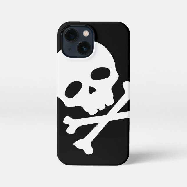 Coque iPhone Crâne pirate blanc sur Arrière - plan noir (Verso)