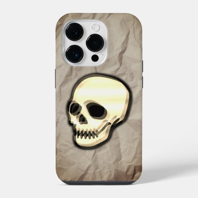 Coque iPhone Crâne sur fond de texture papier (Verso)