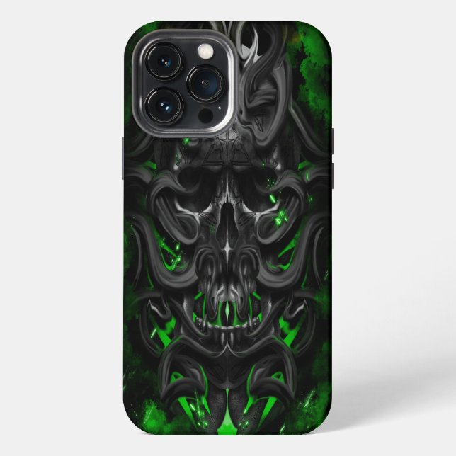 Coque iPhone crâne Vert bio spark (Verso)