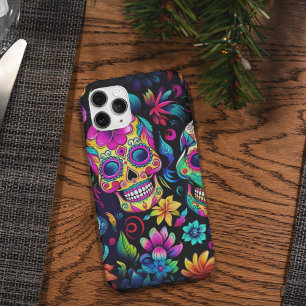 Etui iPhone 13 Pro Max Crânes de sucre néon Jour des morts