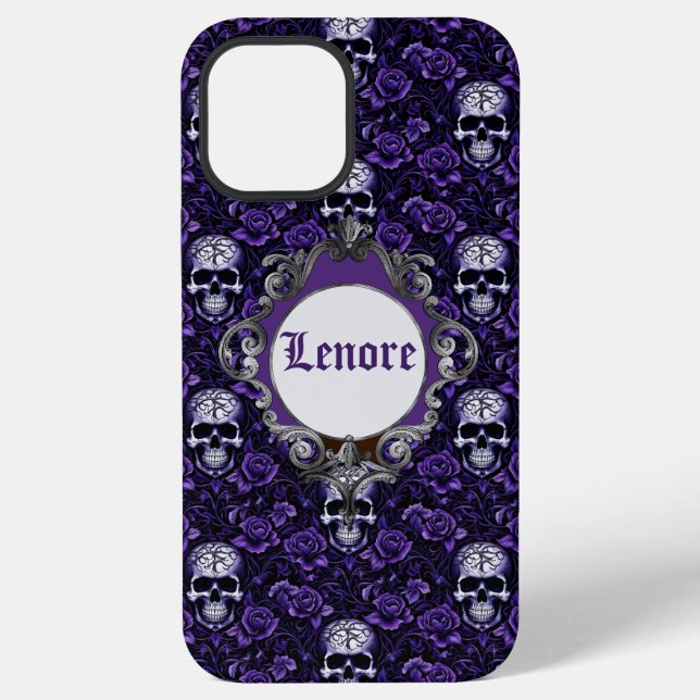 Coque iPhone Crânes et Fleurs Violettes (Verso)