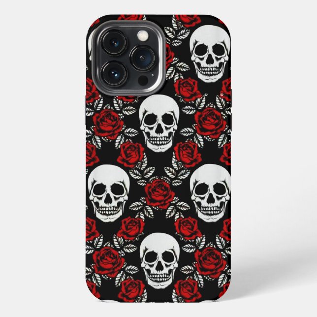 Coque iPhone Crânes et roses gothiques (Verso)