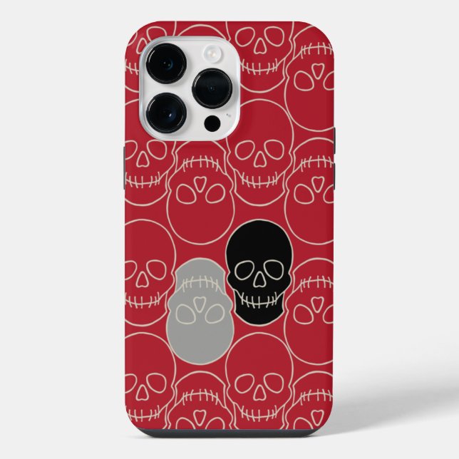 Coque iPhone Crânes - Rouge Sang et Blanc Os (Verso)