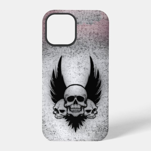 Coque iPhone Crânes sur des ailes noires (Verso)