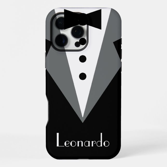 Coque iPhone Cravate noire Tuxedo personnalisée (Verso)