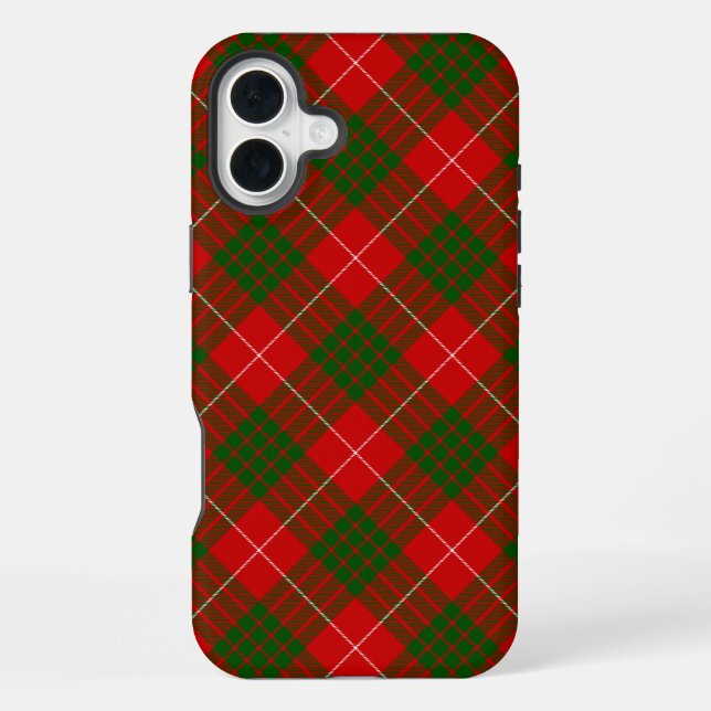 Coque iPhone Crawford tartan rouge vert carreaux (Verso)