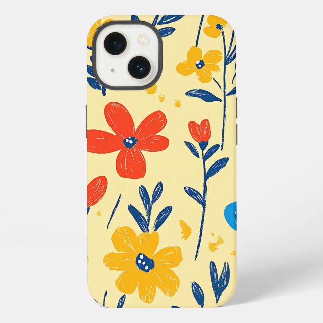 Coque iPhone Crayon et fleurs de papillon (Verso)