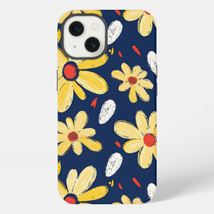 Etui iPhone 13 Crayon et fleurs de papillon