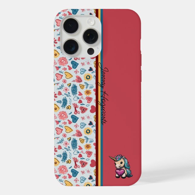 Coque iPhone Crayon Pastel Coeur & Fleurs (Verso)