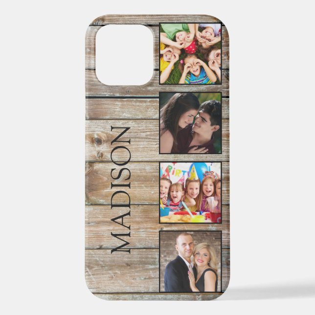 Coque iPhone Create Your Custom Photo Collage Rustic Farmhouse (Verso)