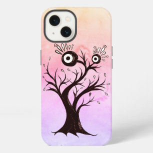Etui iPhone 13 Créature d'arbre folle encre art rose fantaisie