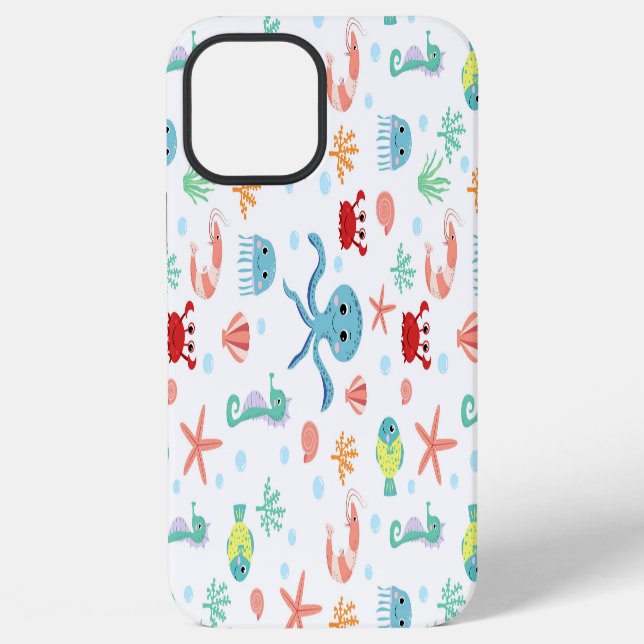 Coque iPhone Créatures marines sous-marines fantaisistes (Verso)