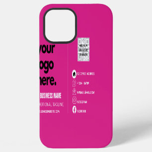 Coque iPhone 12 Pro Max Créer son propre CODE QR ROSE CERISE pour carte de