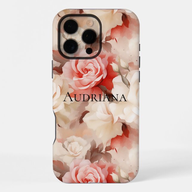 Coque iPhone Crème Florale Rose Clair Blush (Verso)