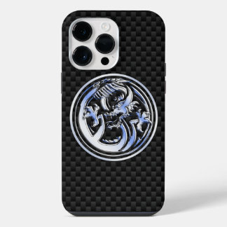 Coque Pour Pour iPhone 14 Pro Max Crête de dragon Chrome sur fibre de carbone