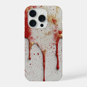 Coque iPhone 15 Pro Crimson Luxe Or Pailleté Dégoulinant ✨ Élégant Aud
