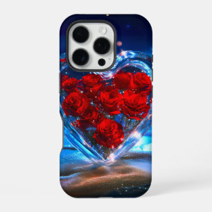 Coque iPhone 16 Pro Cristal de coeur floral florissant