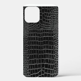 Coque iPhone 12 Crocodile noir de Faux