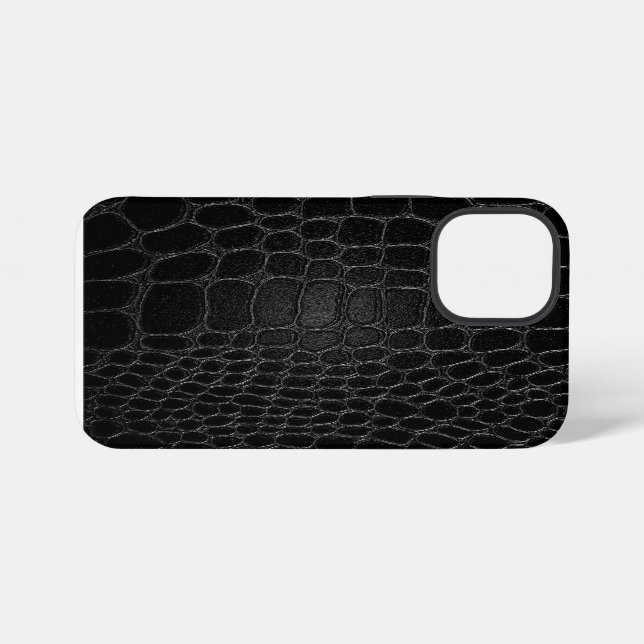 Coque iPhone Crocodile noir élégant (Verso Horizontal)