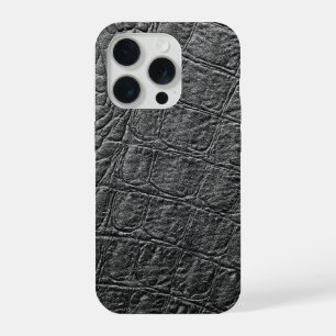 Coque iPhone 15 Pro Crocodile Noir Moderne