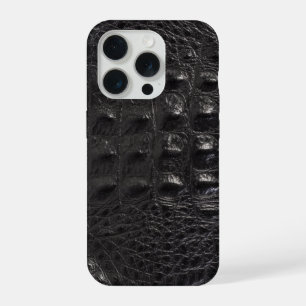 Coque iPhone 15 Pro Crocodile noir moderne