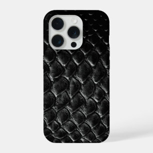 Coque iPhone 15 Pro Crocodile Noir Moderne